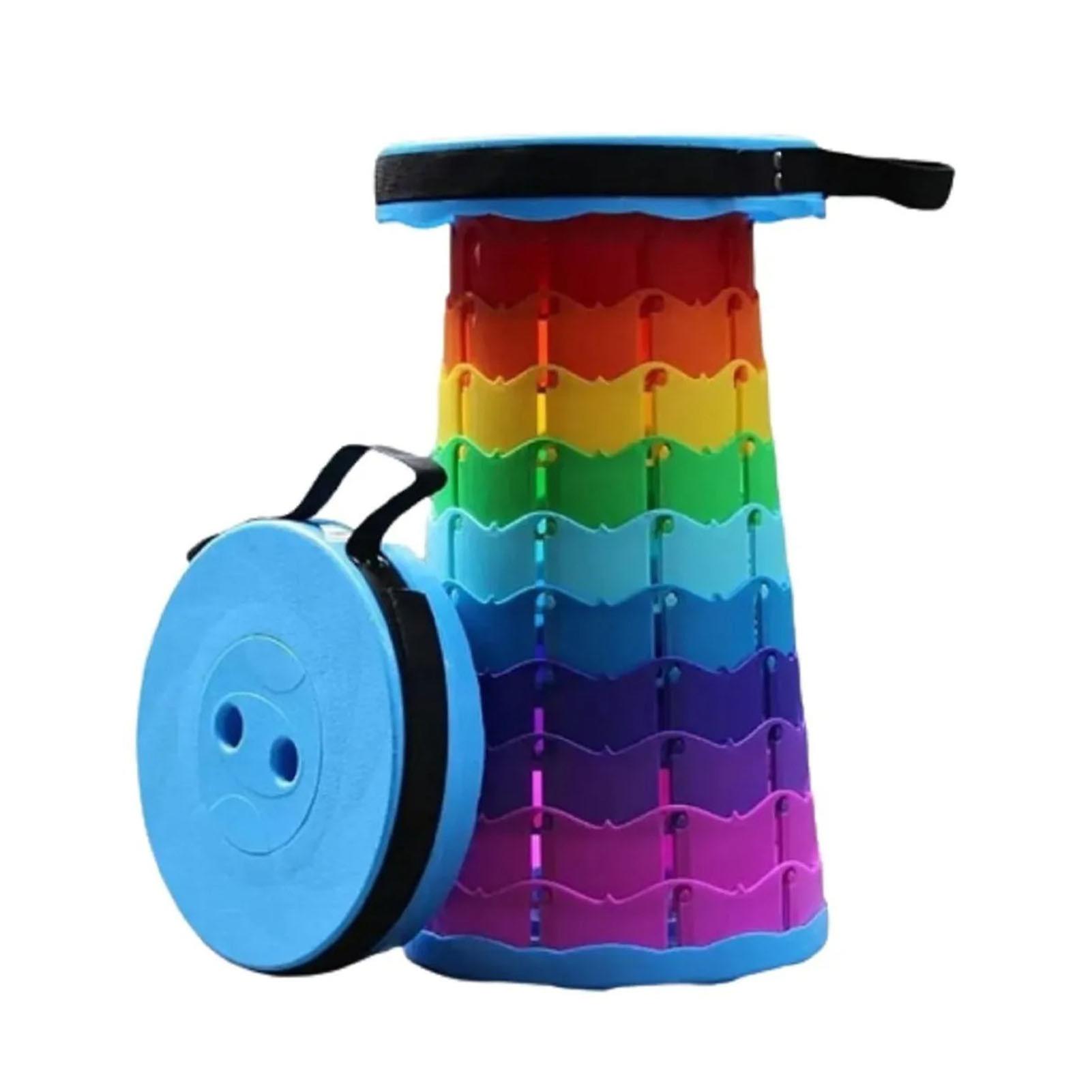 Portable Collapsible Stool Height Adjustable Plastic Retractable Folding Stool for Camping Fishing