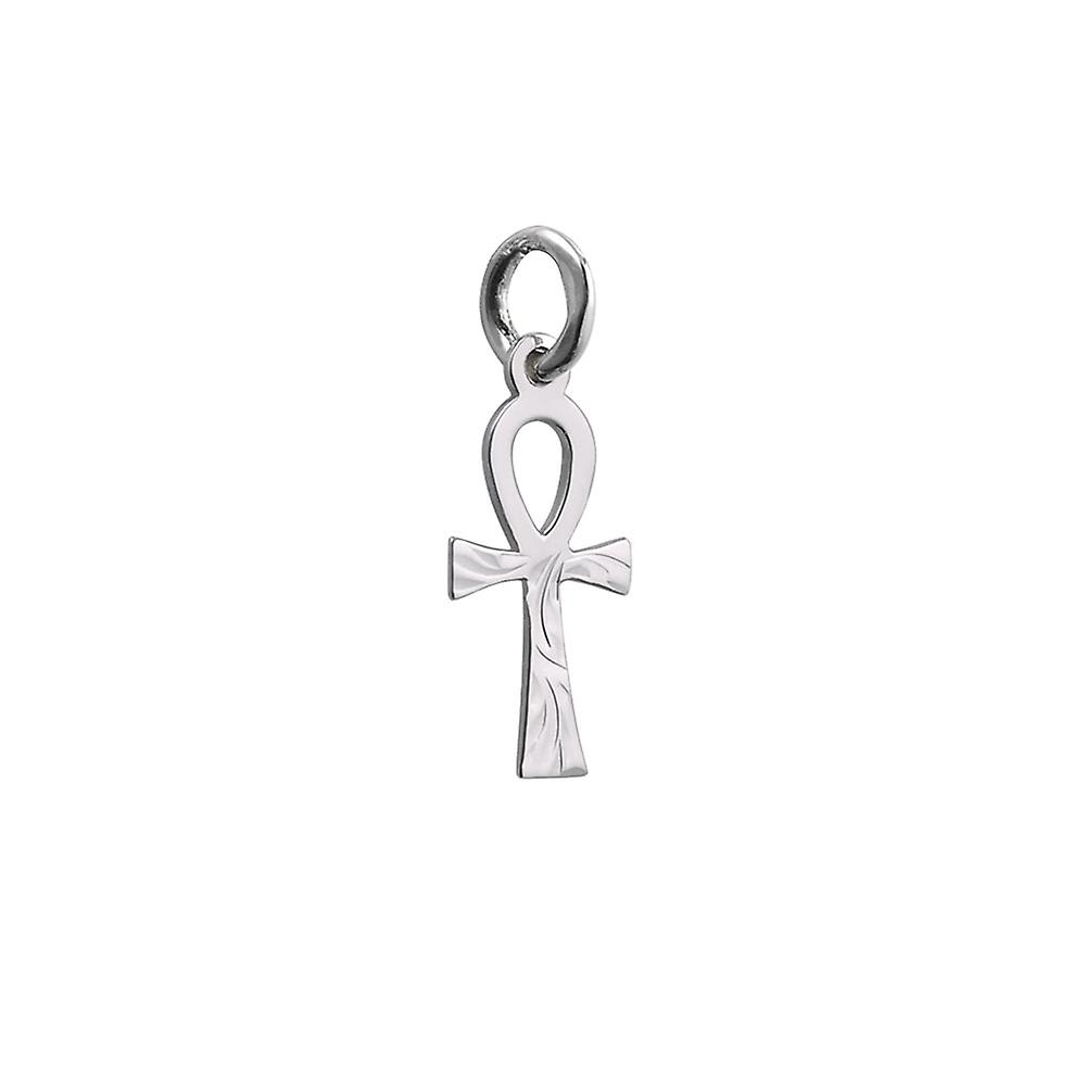 Silver 18x10mm hand engraved Ankh or Peace Cross