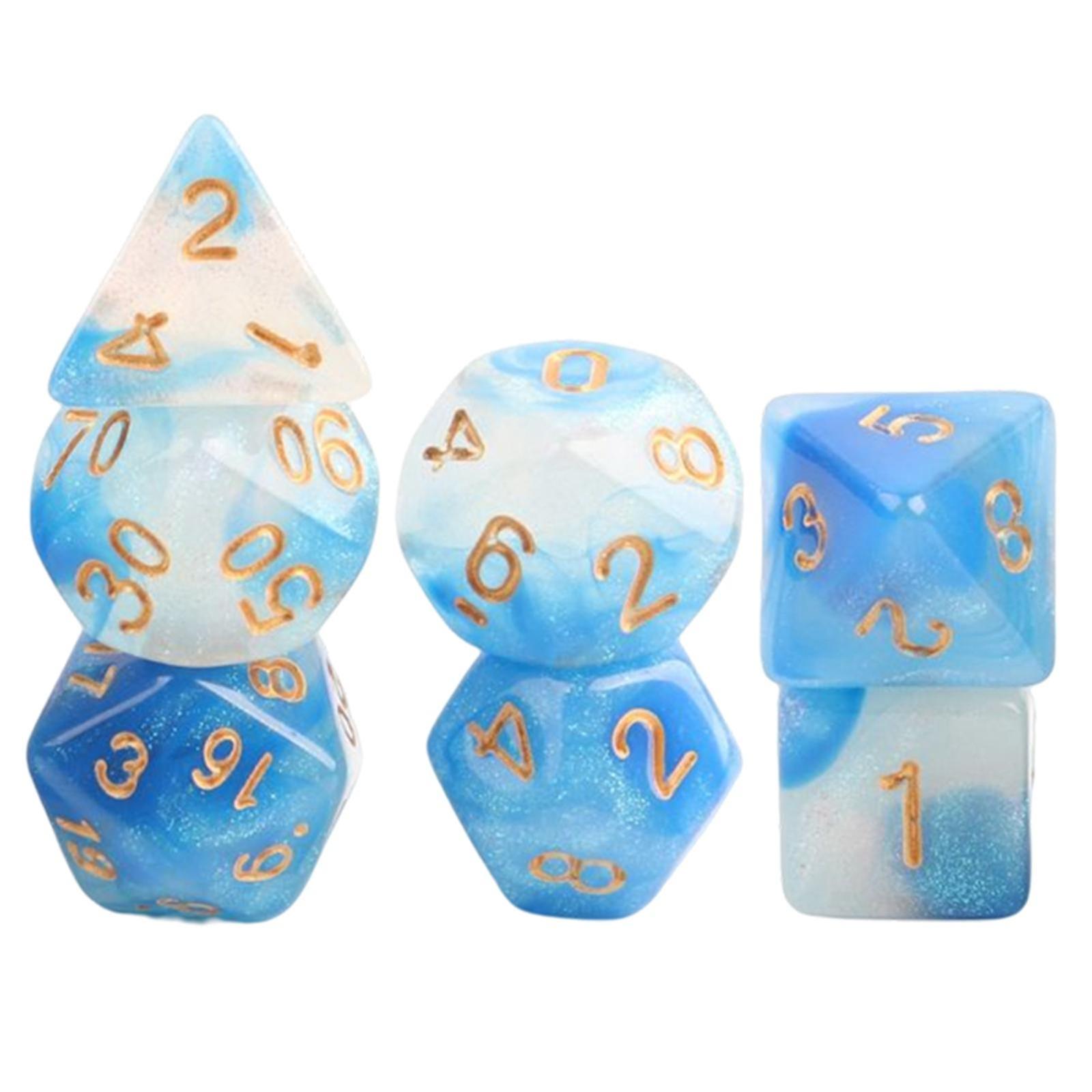 7x Polyhedral Dice Astrological Divination Dice Party Game Dice Game for Bar purple and white