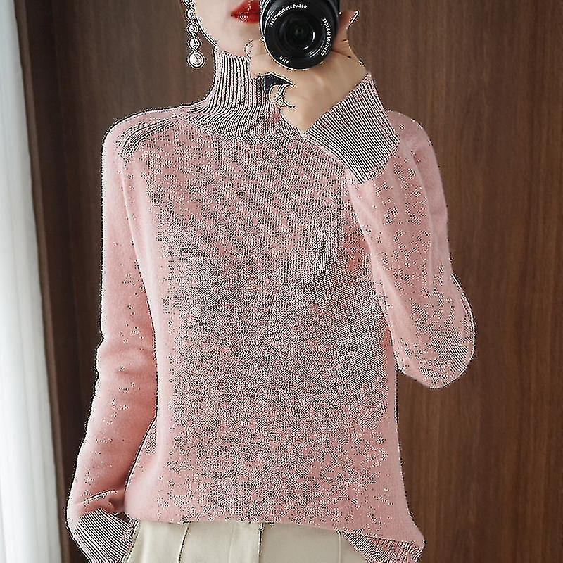 Spring, Autumn And Winter Women's Cashmere Sweater Turtleneck Pullover Slim Solid Color High-quality Warmth
