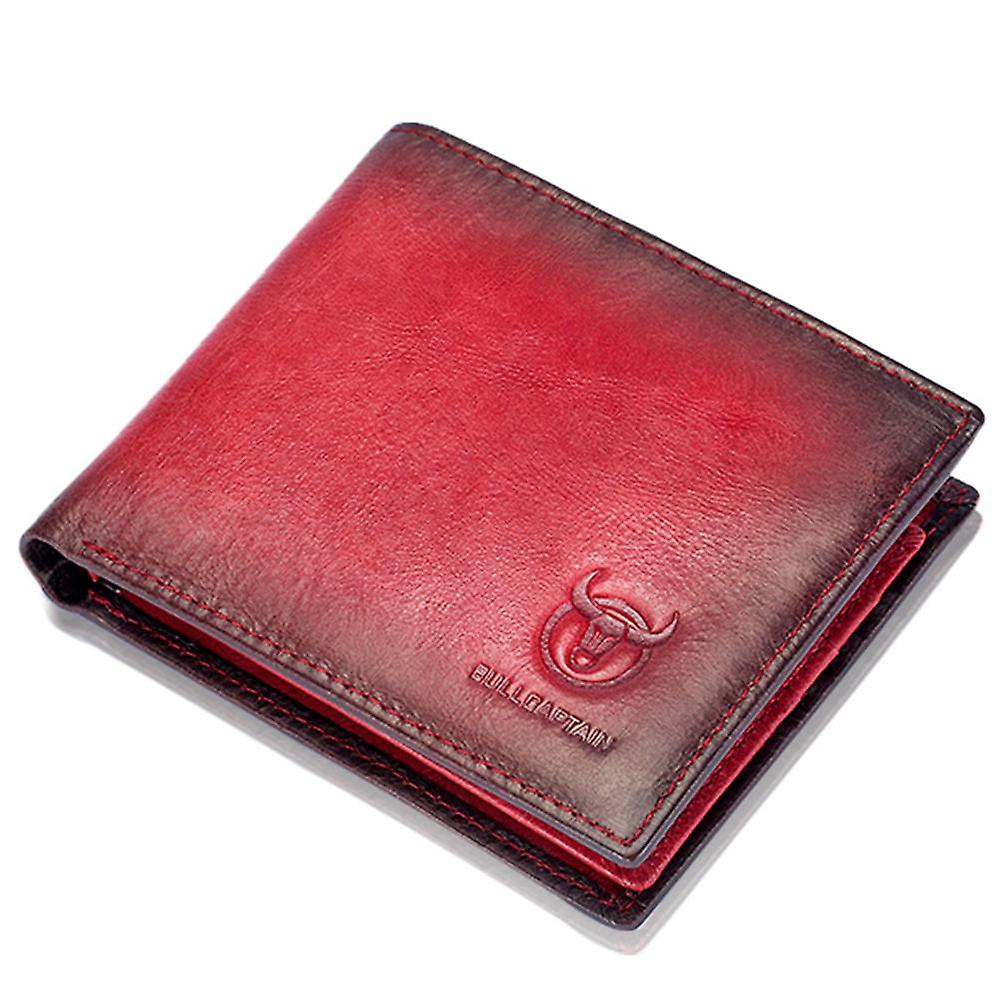 Folding Wallet RFID Blocking Top-Layer Cowhide Leather Card Carrying Coin Bag