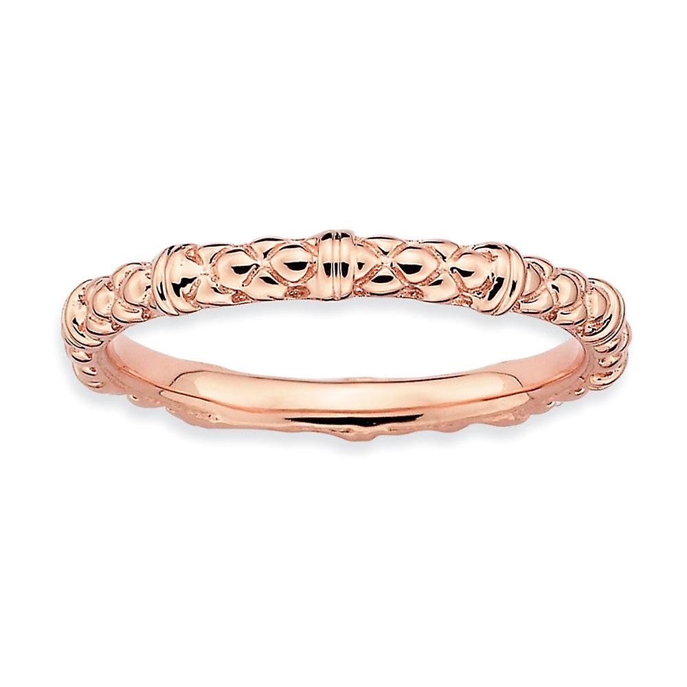 925 Sterling Silver Polished Patterned Stackable Pink Plated Cable Ring-Stackable-Ring for Women - Ring Size: 5 to 10