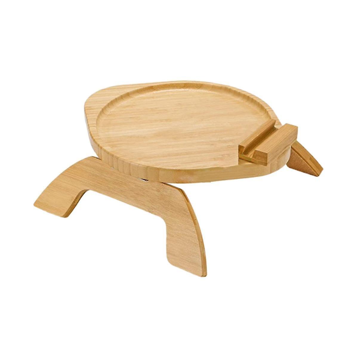Bamboo Sofa Arm Tray Table with Swivel Mobile Stand Stable Sofa Arm Tray Clip On Sofa Tray Table Fo