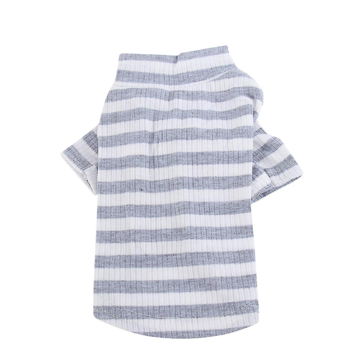 Stripe Pattern Cotton Dog Clothes Small Elastic Clothes For Pet Dog (grey And White Stripe, L)