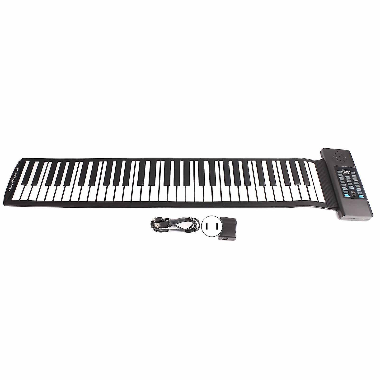 Portable 61-Key Roll Up Keyboard Piano with MIDI and LED Display for All Ages