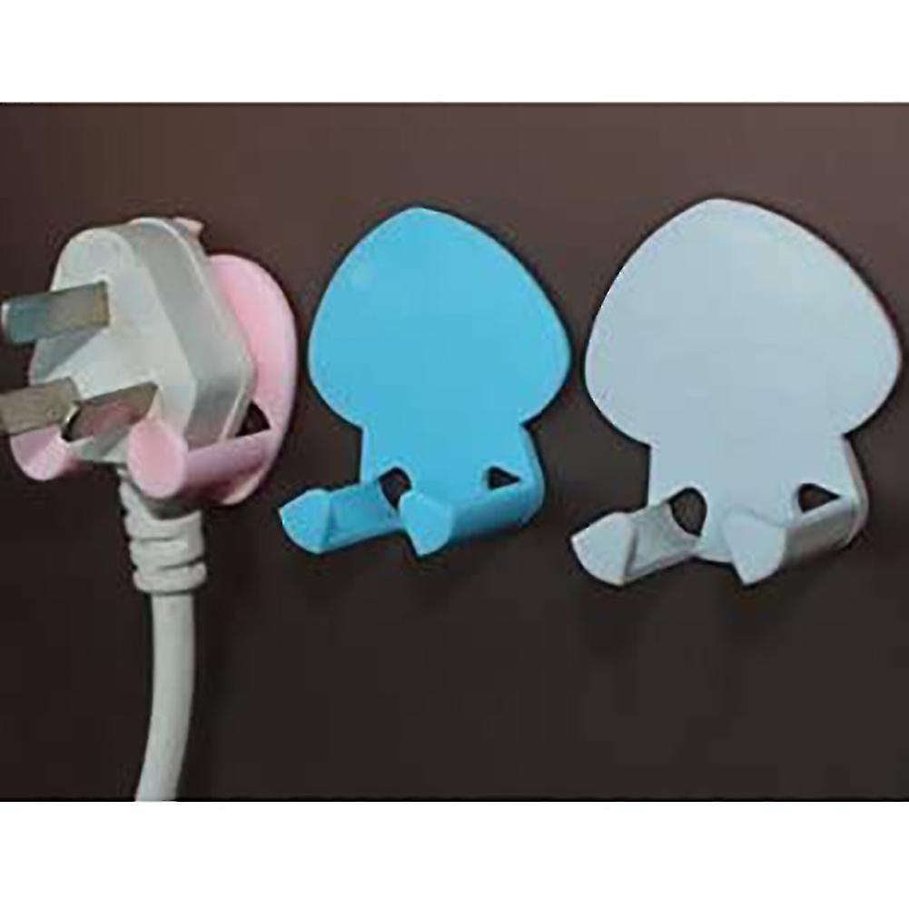 Multi functional Wall Plug Holder Self Adhesive Storage Hook Home Kitchen Hanging Decor Pink