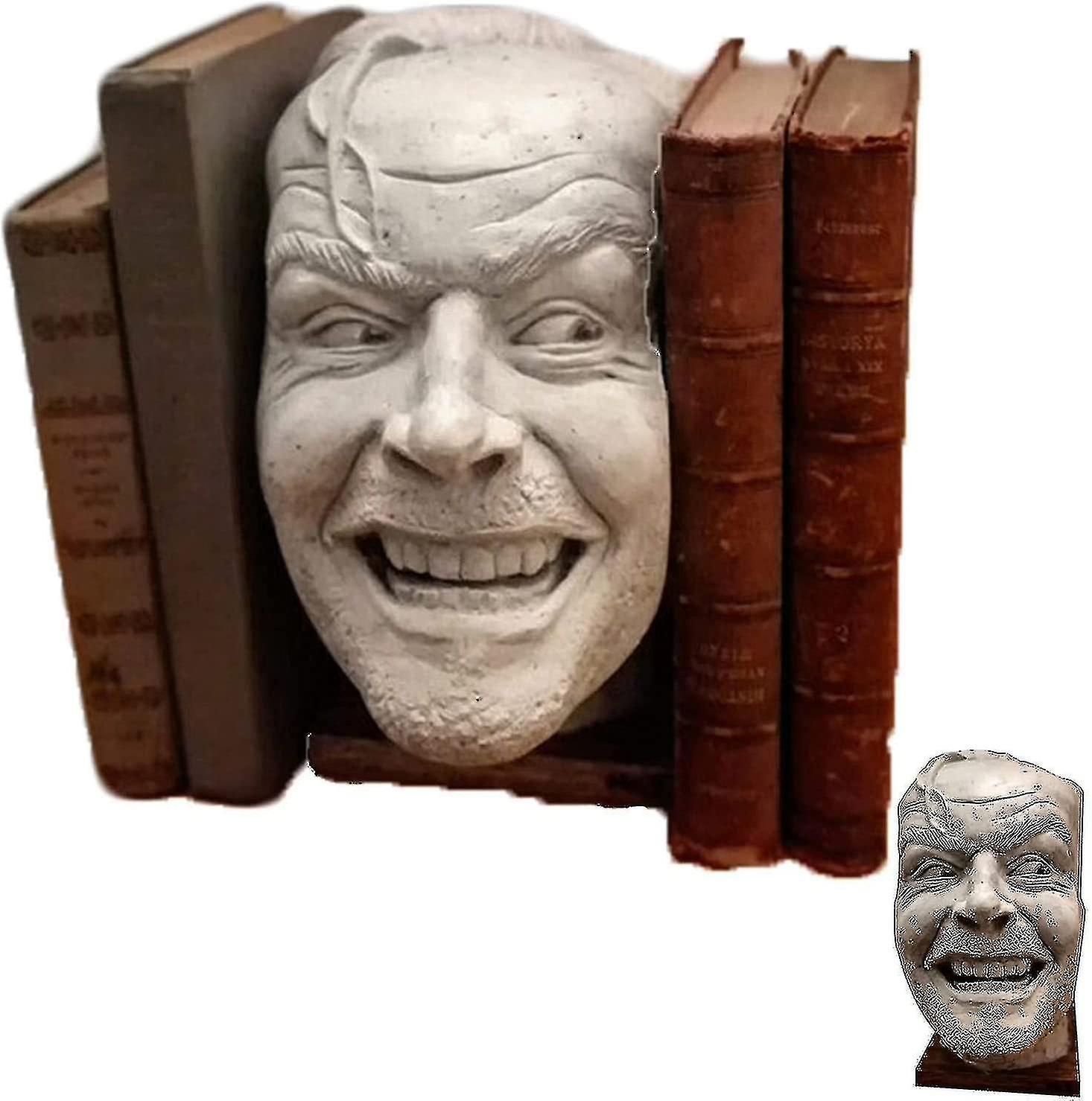 كتاب ينتهي، Bookends الزخرفية، هرطقة Johnnysculpture، نزوة الراتنج سطح المكتب زخرفة، كتاب الجرف النحت، جاك نيكلسون النحت، لوزارة الداخلية الديكور