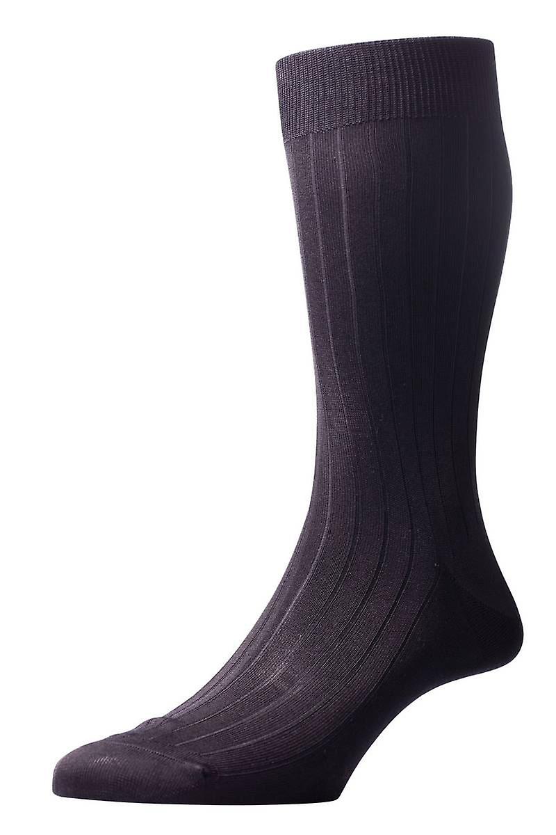 Pantherella Asberley Rib Silk Socks - Black