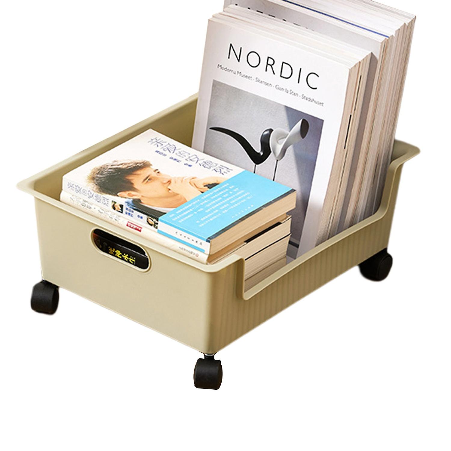 Desktop Storage Box Large Opening Bottom Scroll Wheel Rotary Wheels Large Capacity Book Sundries Sto