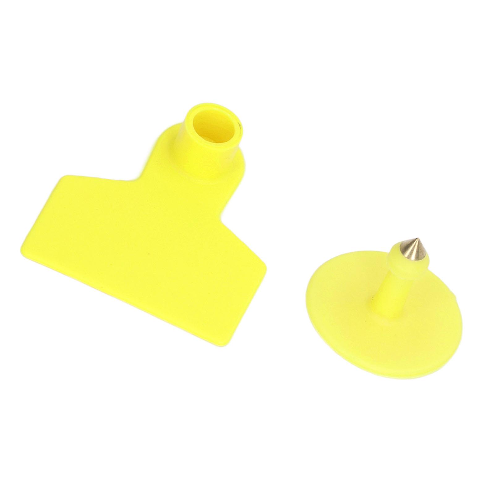 100 Sets Livestock Ear Tags Yellow Strong Plastic Easy to Use Blank Cattle Ear Tags for Cow Sheep Pig Farm 