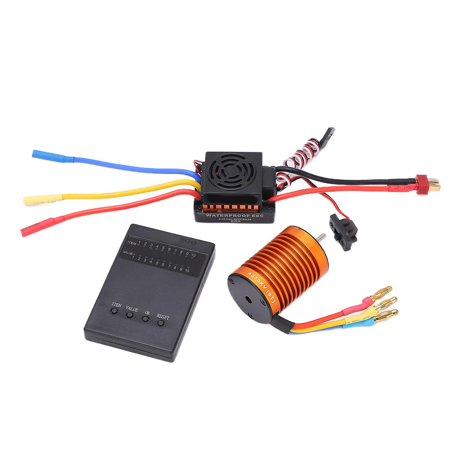 F540 4370KV Brushless Motor Set with Waterproof 60A ESC and Programming Card for 1/10 RC Car