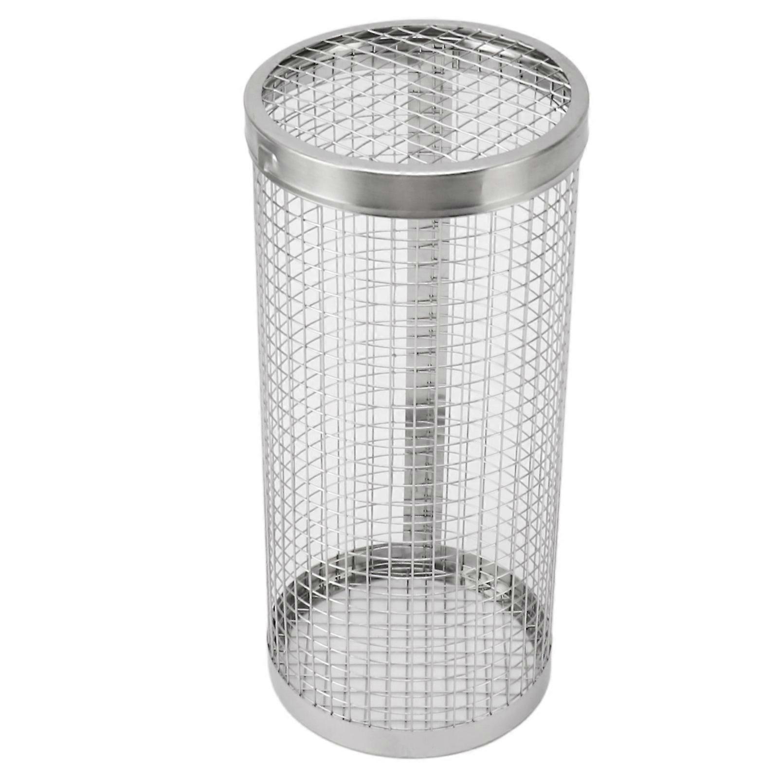 Touch Stainless Steel B B Q Net Tube BBQ Net Tube Rolling Grilling Basket Stainless Steel Wire Mesh Cylinder Grill Basket with Fork Hook for Outdoor B
