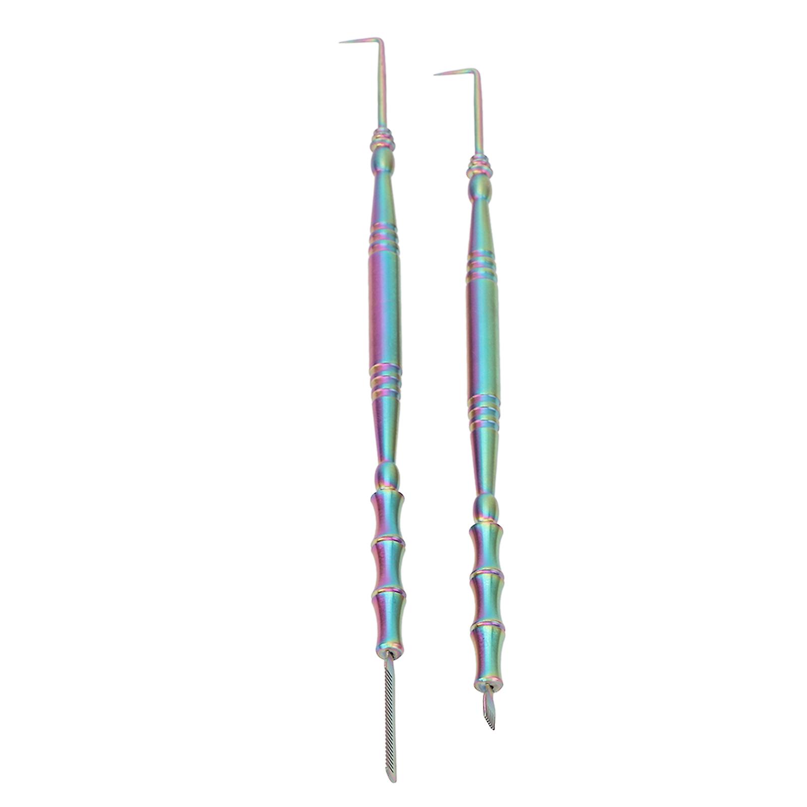 2pcs Lash Perm Tool Double Head Stainless Steel Bamboo Joint Shape Handle Lash Eyebrow Perm Separator Tool Colorful