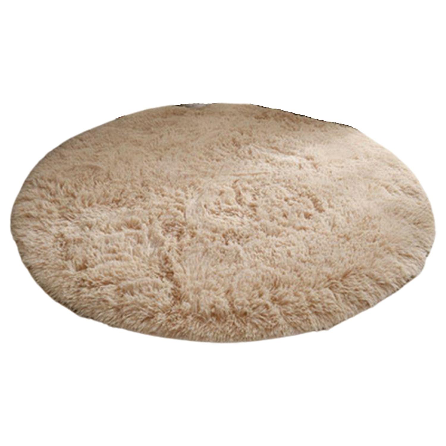 Super Soft Luxury Round Fluffy Area Rug Anti-Slip Bottom Comfortable Plush 80cm Solid Color Bedroom