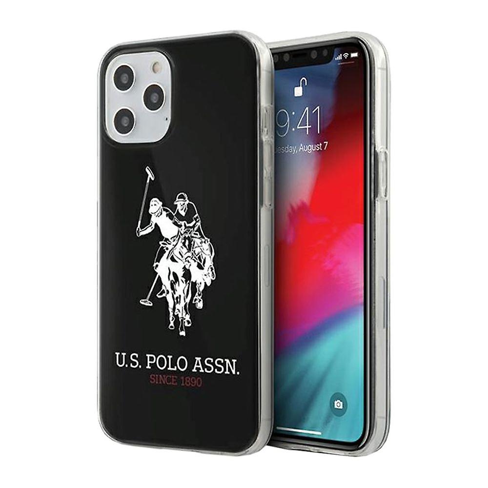 US Polo Assn. iPhone 12/12 Pro 6.1 حالة سيليكون أسود لامع غطاء حالة واقية ملحقات
