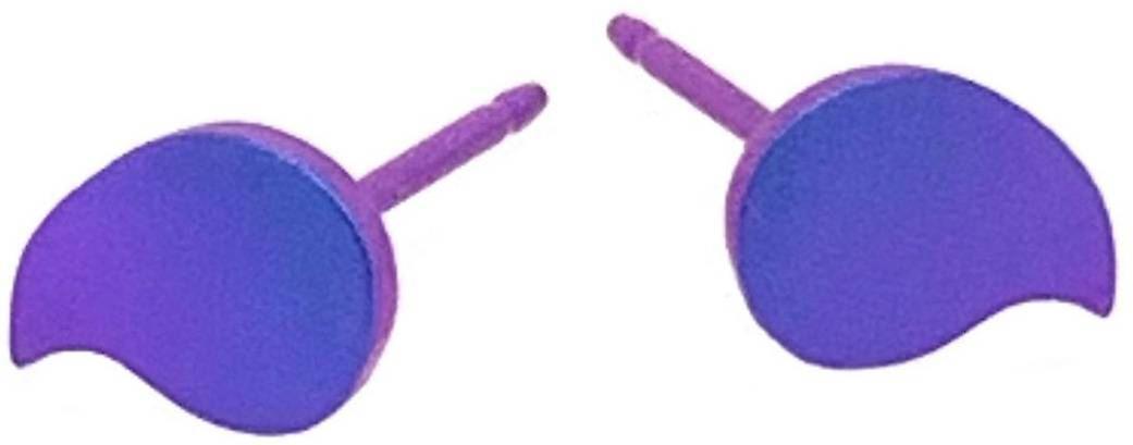 Ti2 Titanium Drop Shape 6mm Stud Earrings - Imperial Purple