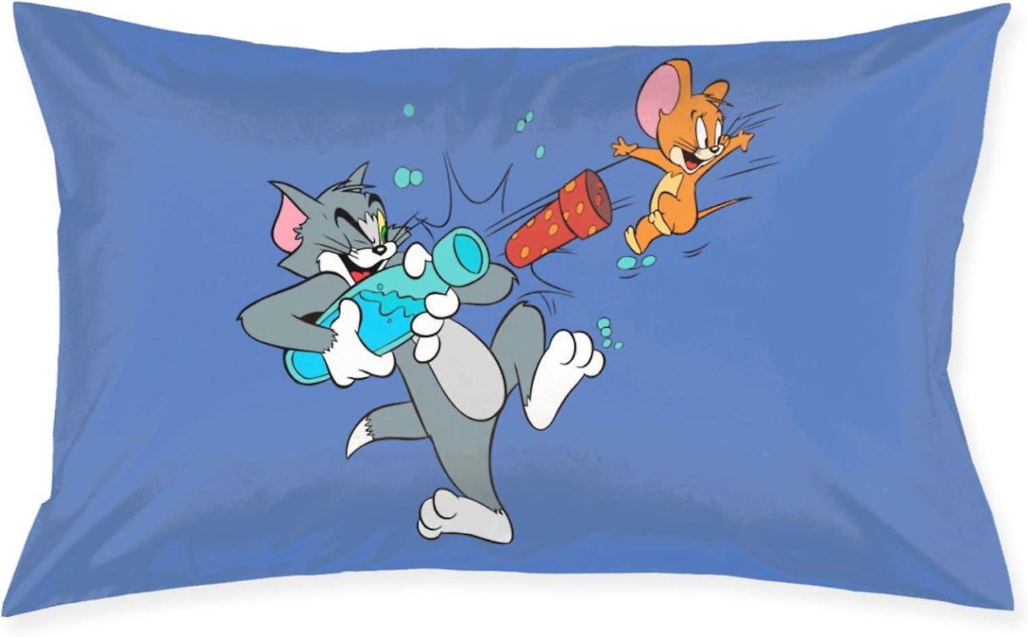 Tom Jerry Cartoon Anime Cat Mouse Throw Pillow Covers Square Plush Pillowcases Decorative Printing Soft for Living Room Sofa Cushion pillowslip 40 X 6