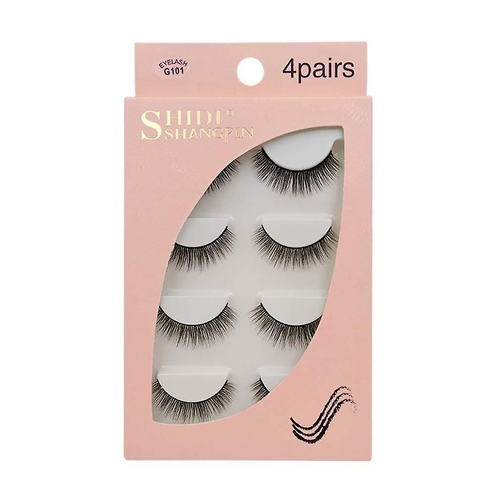 4 Pairs 3D Watermane False Eyelashes Invisible Reusable Black,G101