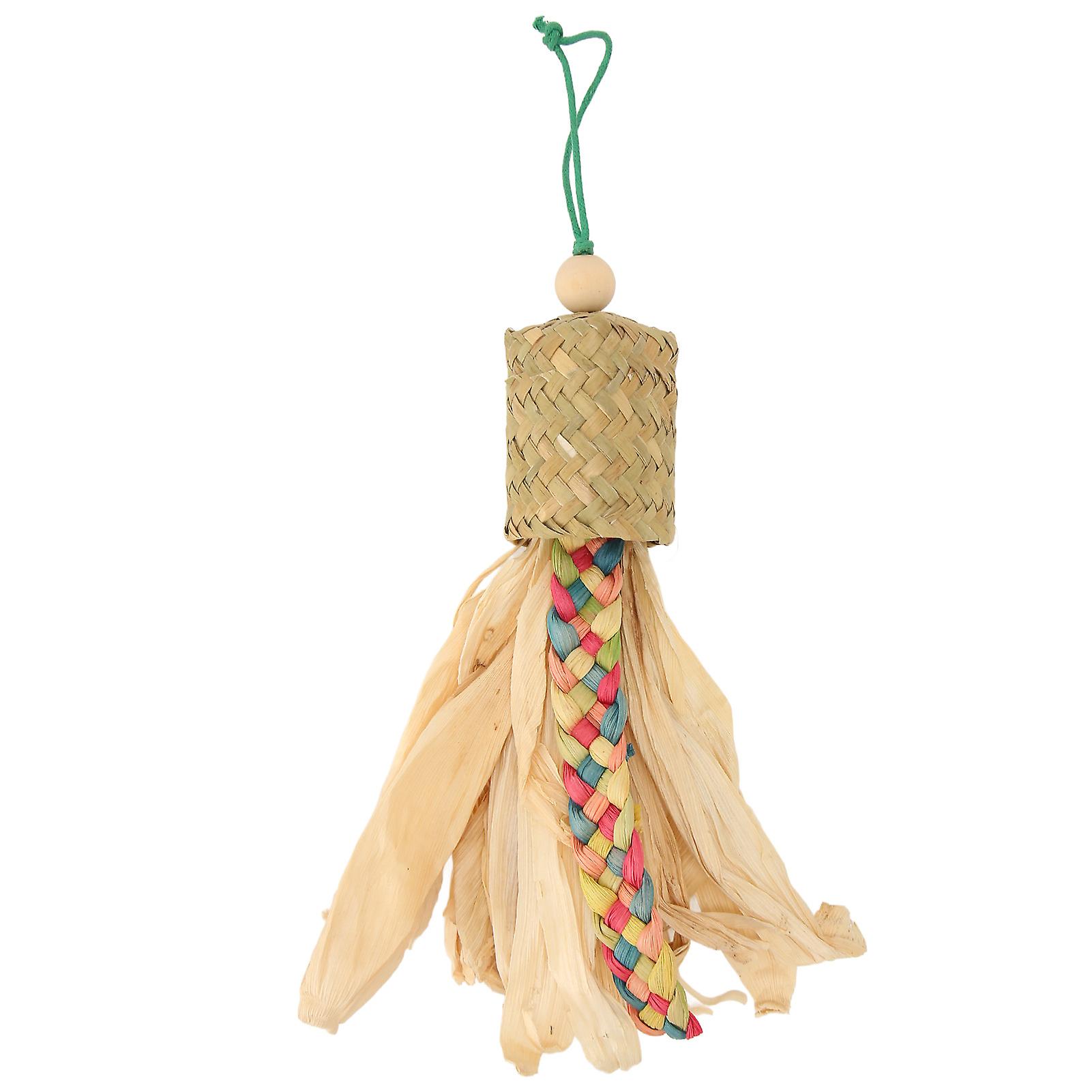 Parrot Chewing Toys Palm Leaf Weaving Biting Toys Bite Resistant Bored Reduction Hanging Chew Toys for Birds