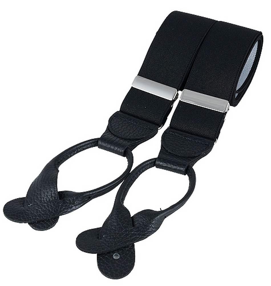 David Van Hagen Rolled Leather End Braces - Black/Black