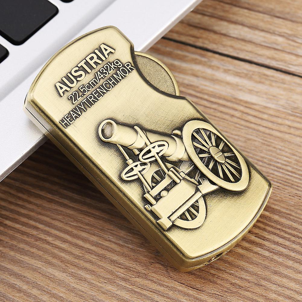 Windproof Bronze Relief Butane Gas Refillable Cigarette Lighter Without Gas (Cannon)