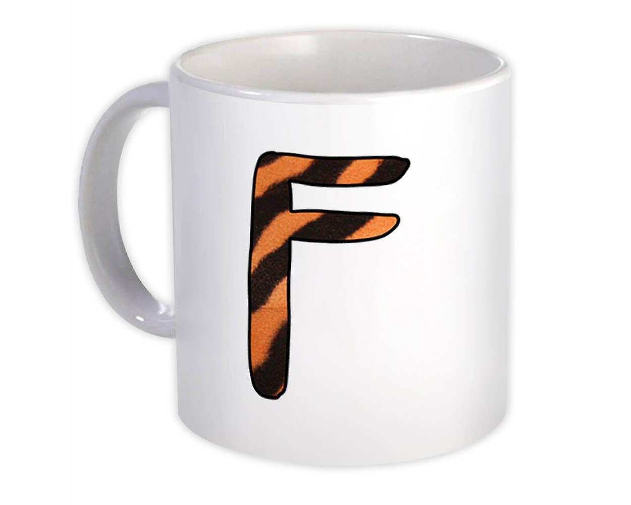 Gift Mug: Monogram Letter F Tiger
