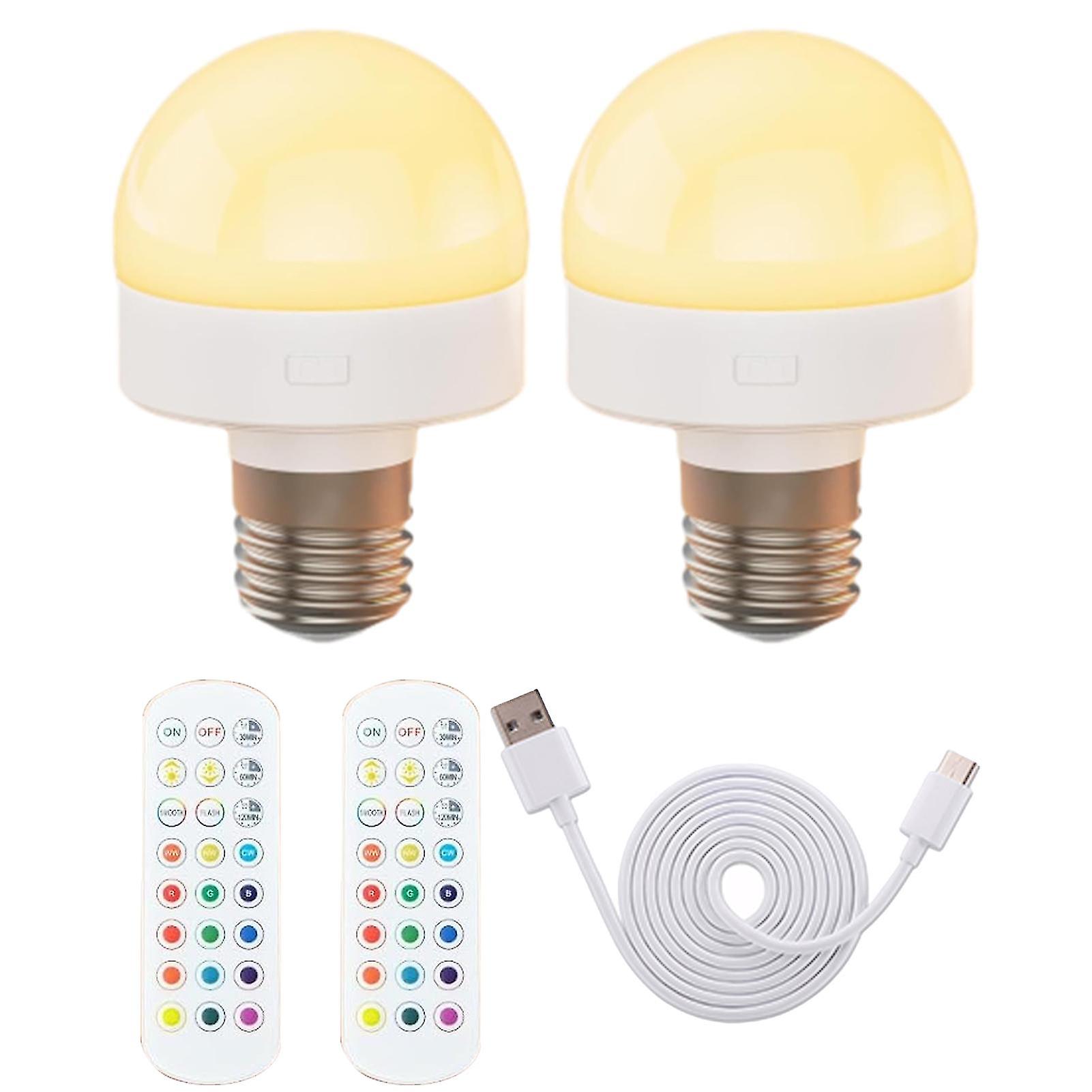 Rechargeable Light Bulb with Remote Control High Brightness Flicker Free Battery Operated RGB E26 Light Bulb QingHai