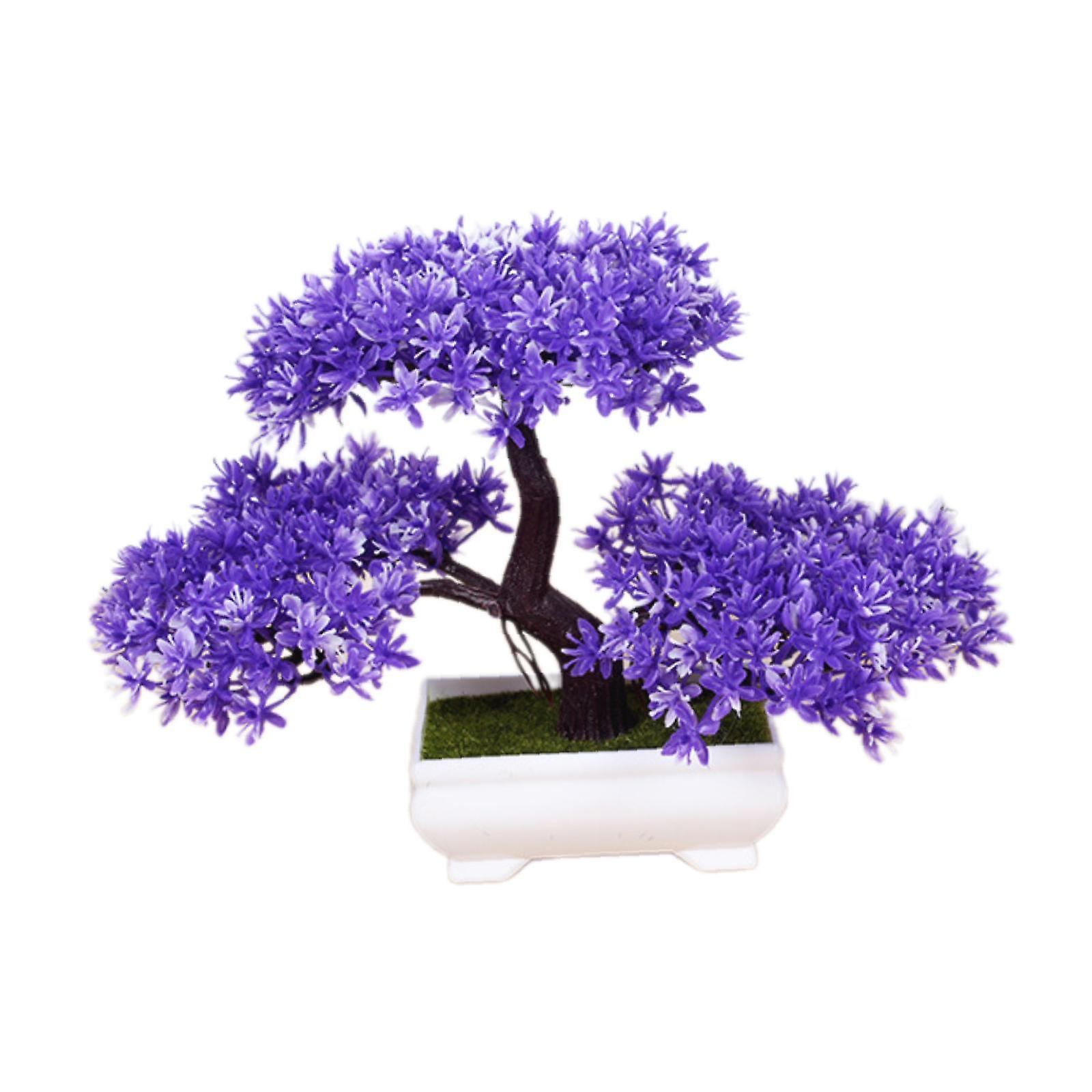 Bine ați venit copac artificial bonsai copac plante false pentru Windowsill Desktop Table violet