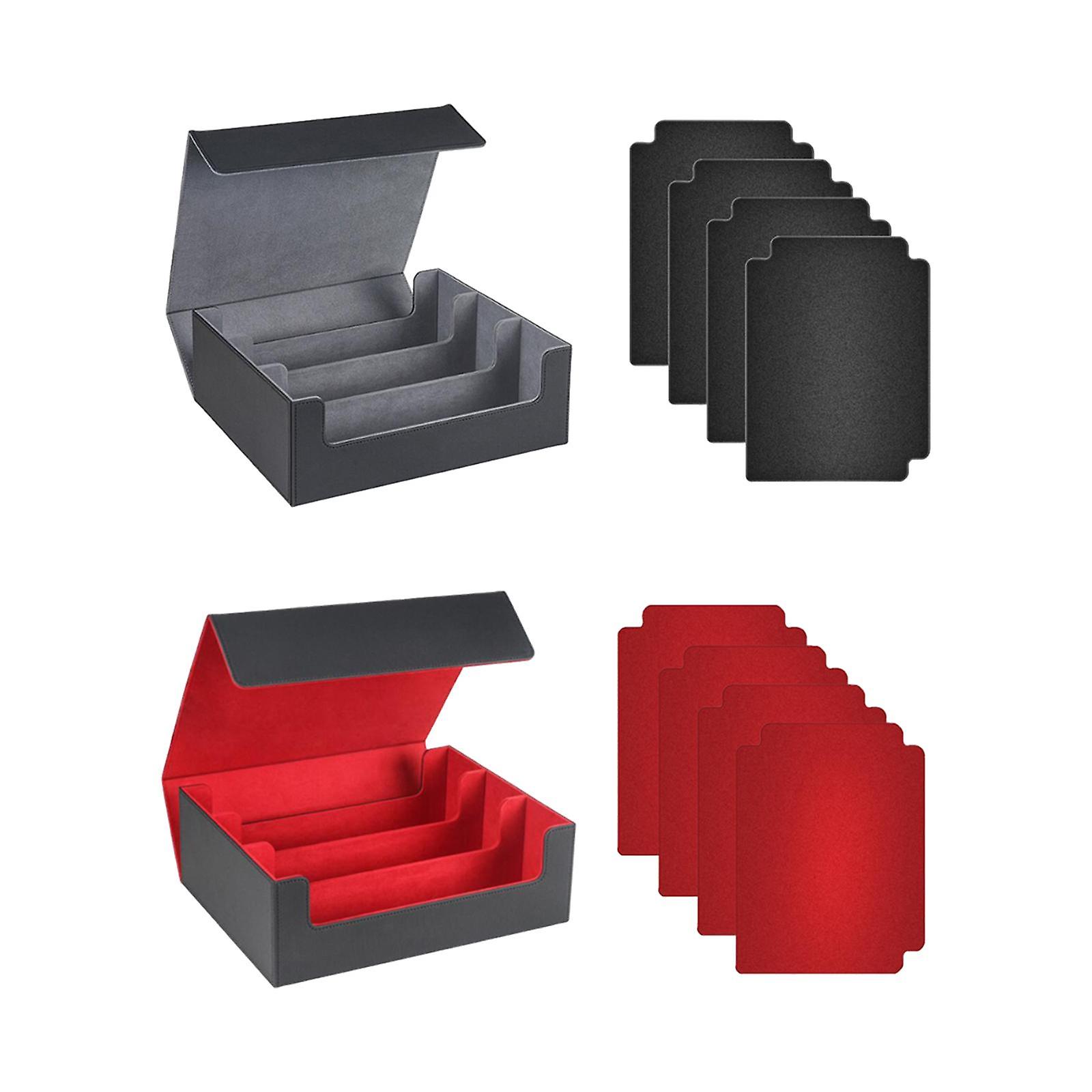 2 Pieces Trading Card Deck Box with 8 Card Dividers Sturdy Display Container Black Red