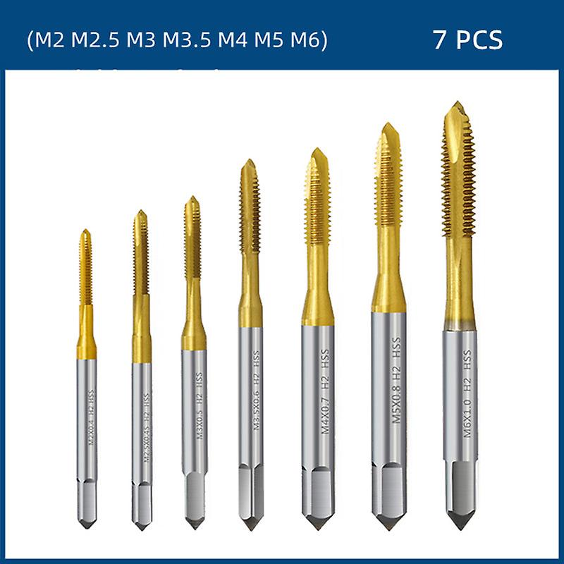 Hss Titanium Coating Screw Tap Drill Bit M2 M2.5 M3 M3.5 M4 M5 M6 Metric Straight Flute Thread Tap Hand Tools