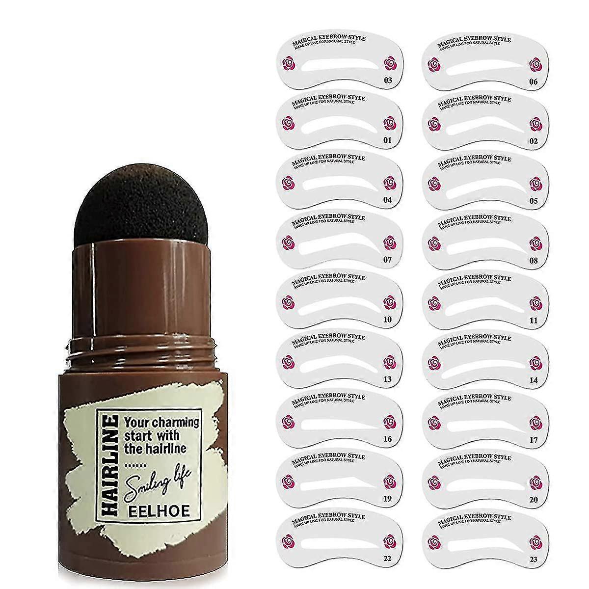 Multifunctional Waterproof Brow Stamp Hairline Filler, 24 Brow Stencils