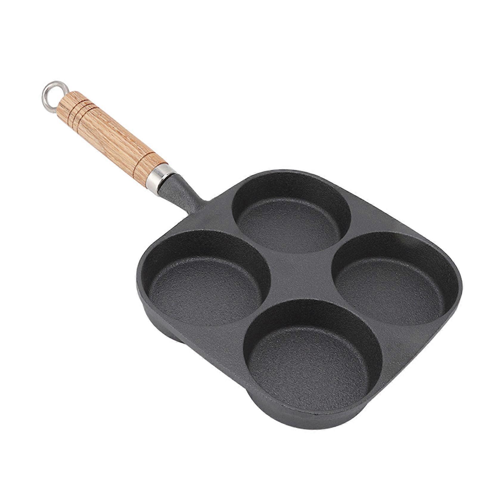Egg Pan 4 Cup Frying Pan With Wooden Handle For Breakfast