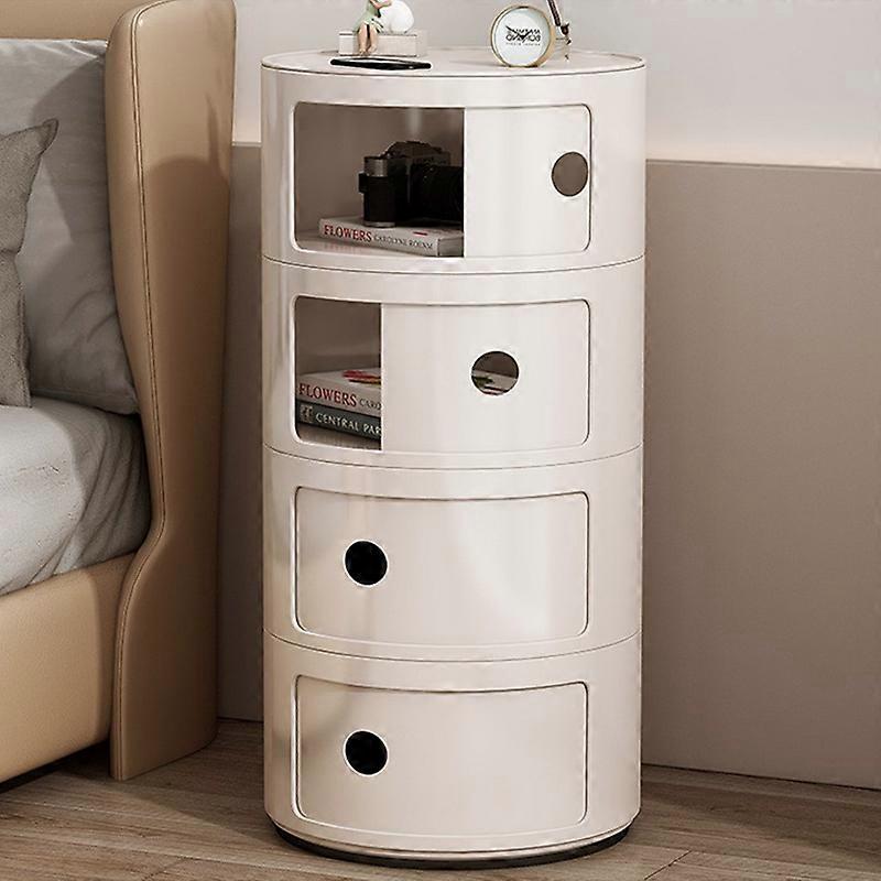 Storage Drawer Unit 4 Tier Round Plastic Storage Unit Cabinet Beige