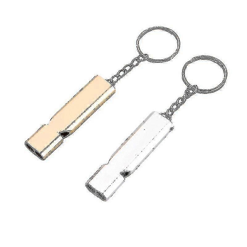Emergency Whistle, Whistle Gold Silver Double Tube Outdoor Survival Whistle Camping Whistle, All Weather Whistle Keyring For Outdoor Hiking Hunting Mo
