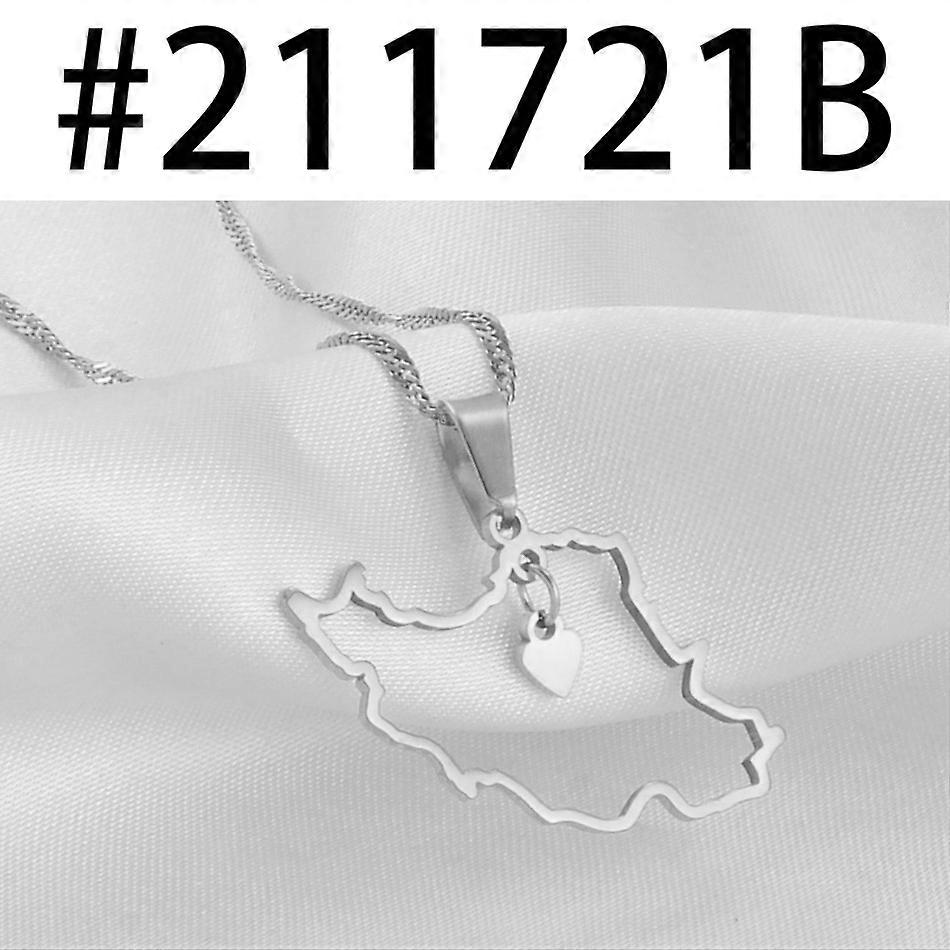 לב איראן מפה שרשרת תליון נשים בנות תכשיטים צבע כסף / זהב צבע שרשראות איראניות 211721