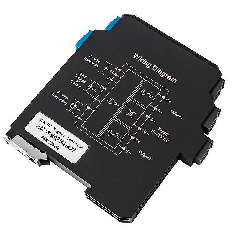 1 In 2 Out Dc Analog Galvanic Signal Isolator 4-20ma To 0-10v 35mm Dc24v Din Rail Current Voltage Signal Converter Transmitter