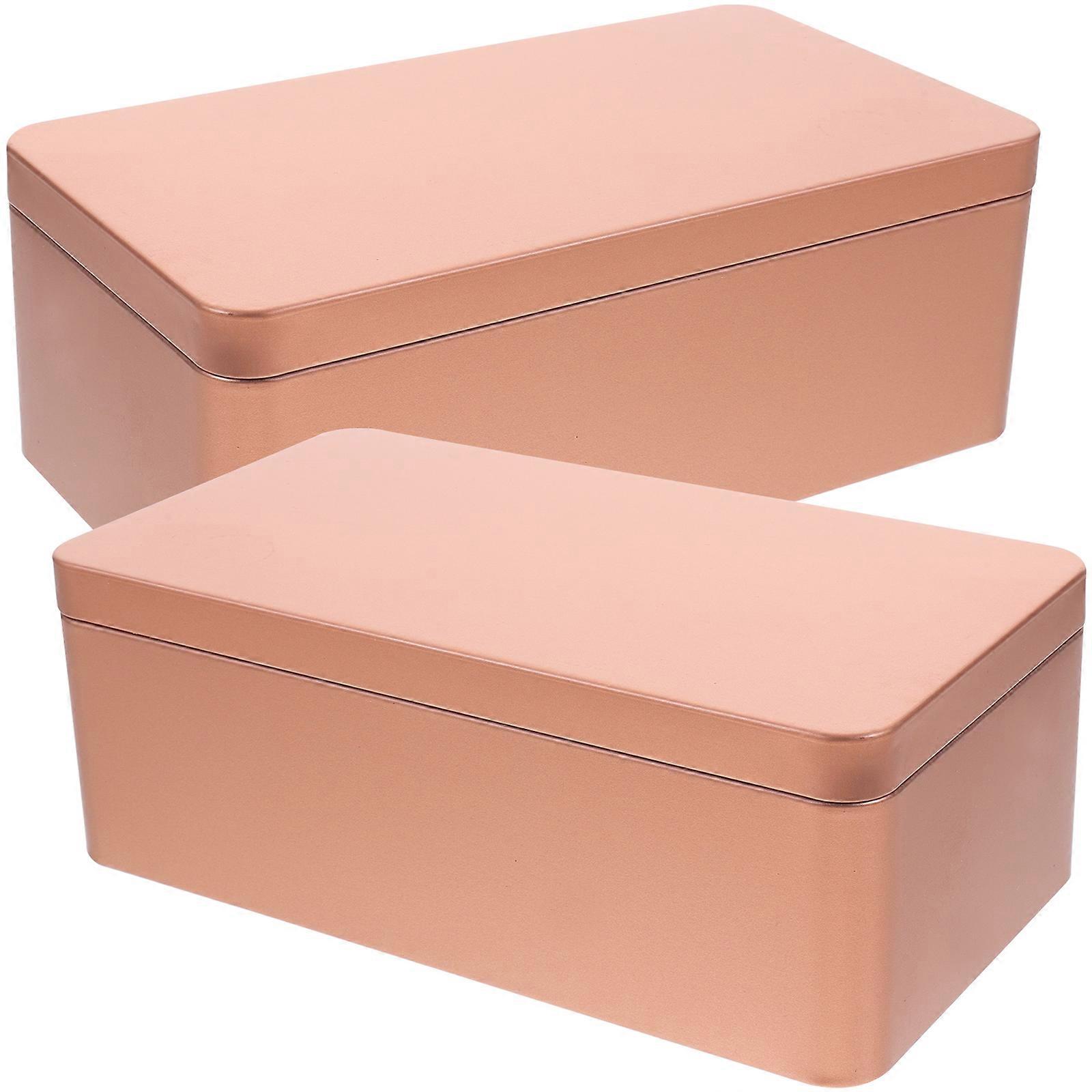 2Pcs Small Tins Tea Leaf Tin Storage Box Empty Tinplate Candy Storage Box with Lid