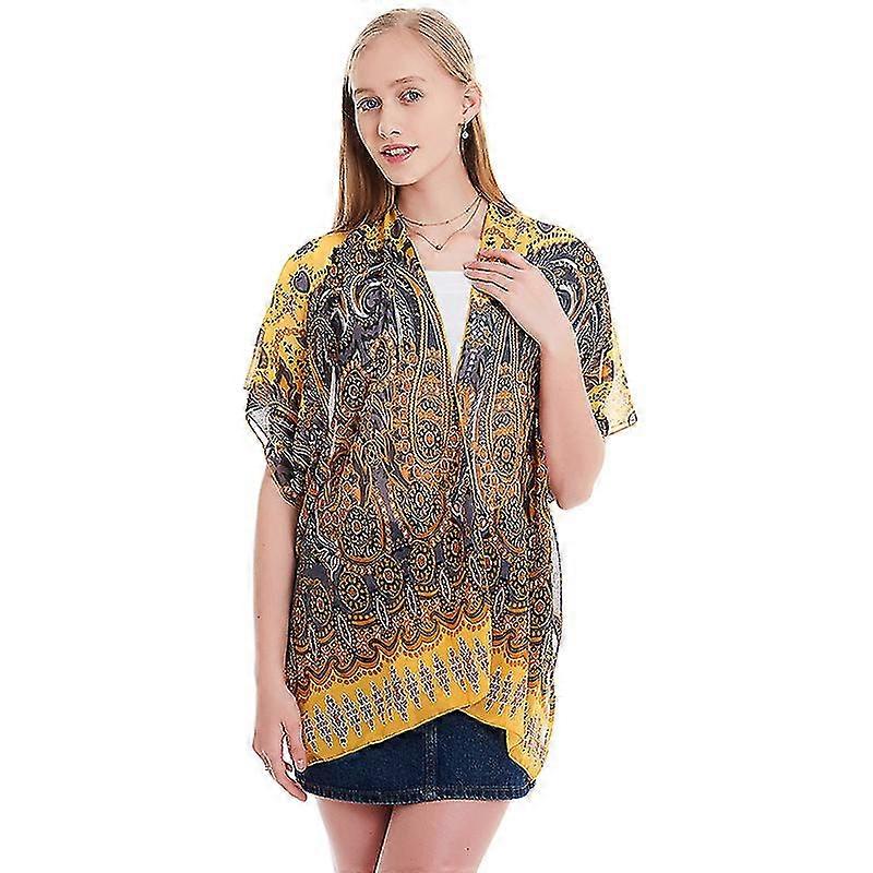 Donne Boho Chiffion Sciarpa Sciarpe Soft Wrap Scialle Stole Camicetta a maniche corte Top