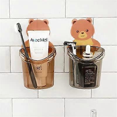 Wall Mounted Toothbrush Holder for Bathroom - Holder for Toothbrush, Toothpaste, Makeup Brushes