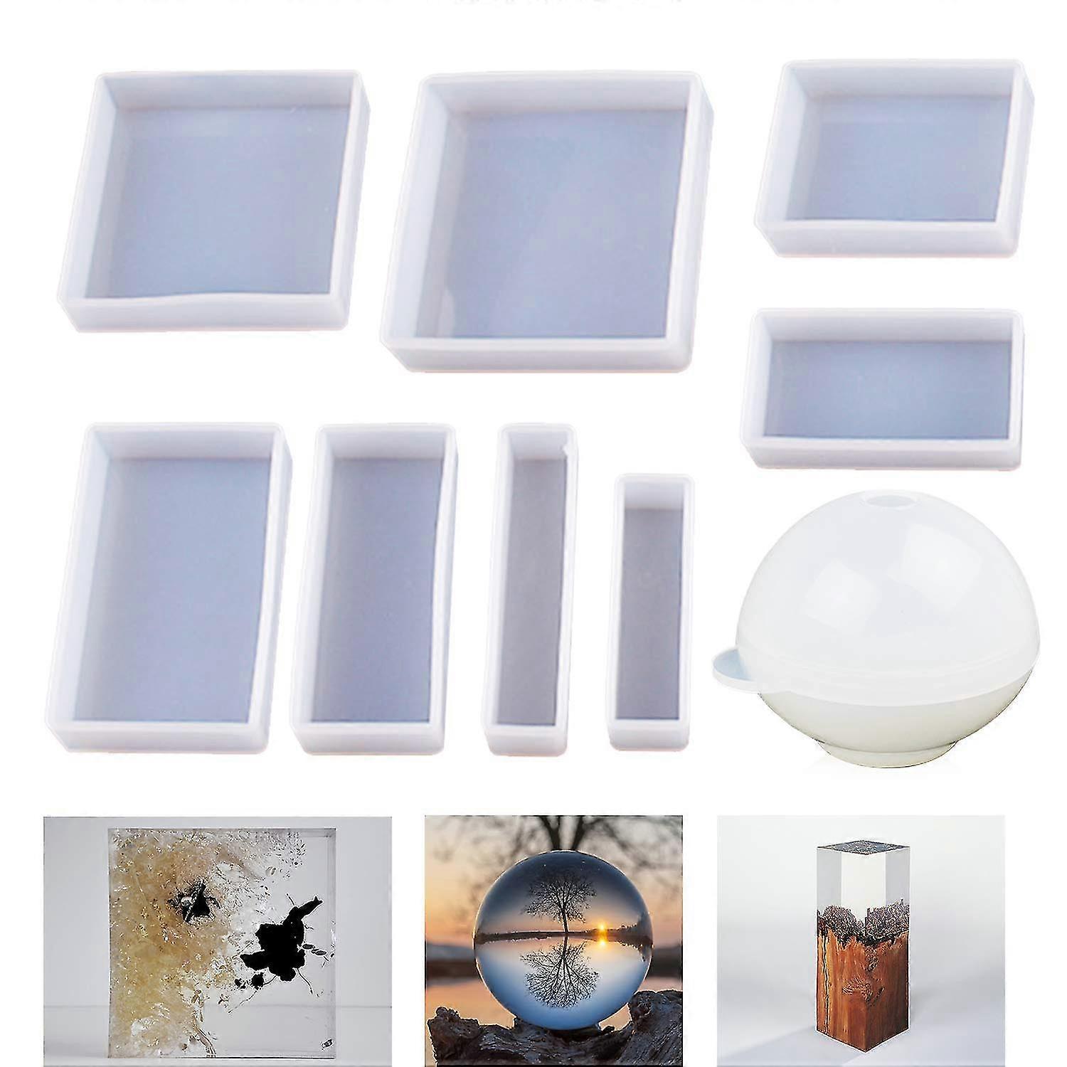 Casting Molds Silicone Square Rectangle Ball Molds 9pcs Different Sizes,silicone Mold Casting Epoxy