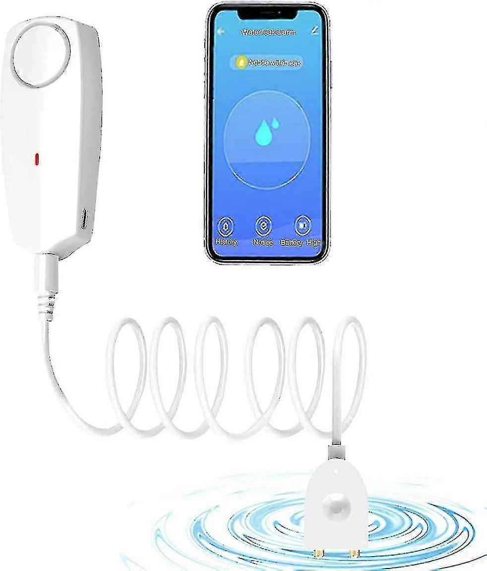 WiFi Water Leak Detector Alarm Sensor - Flood Overflow Alerts with Remote Monitoring