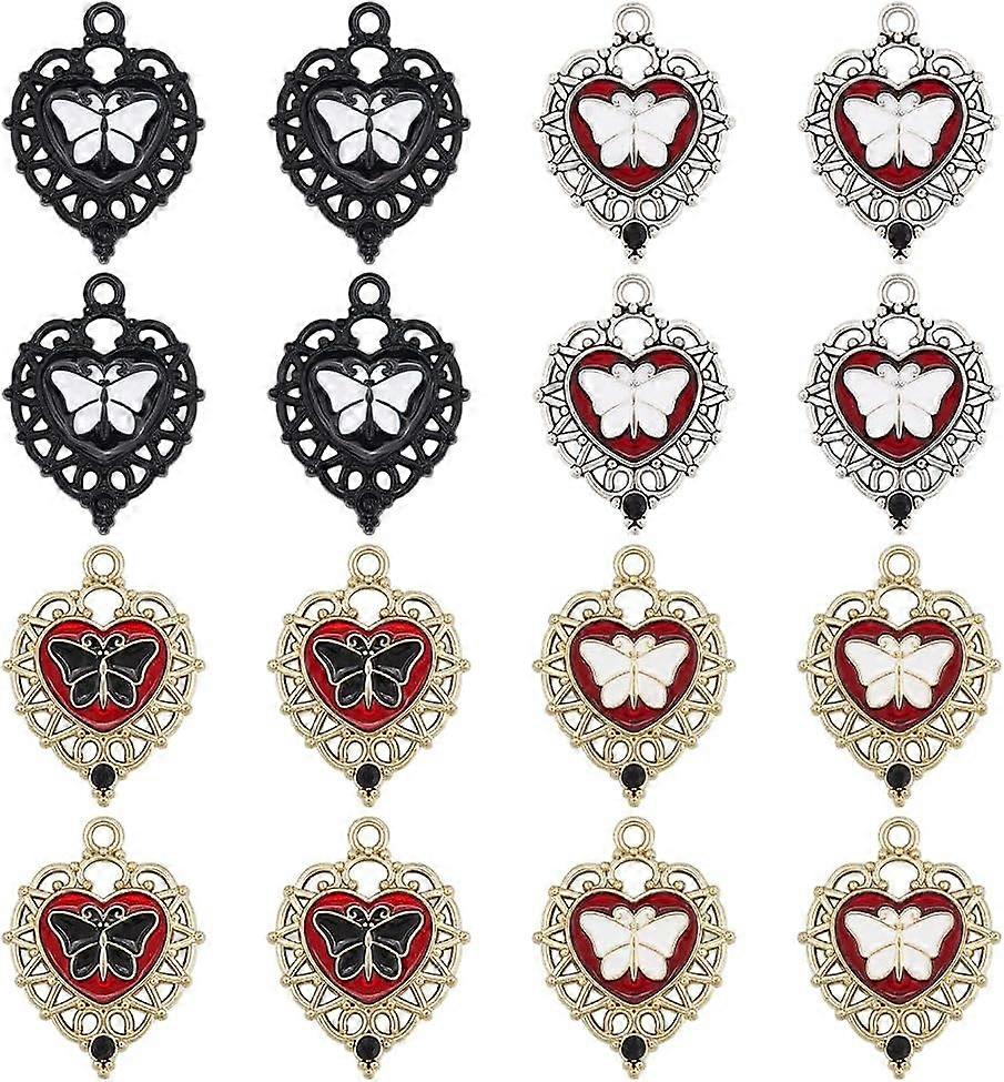 1Box 24Pcs Gothic Butterfly Charms Butterfly Enamel Charms Butterfly Charm Bulk Halloween Valentines Day Charm
