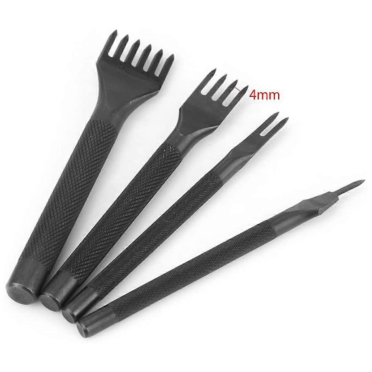 2X DIY Diamond Lacing Stitching Chisel Set Leather Craft Kits, Leather Craft Tooth Punching Tool 4m