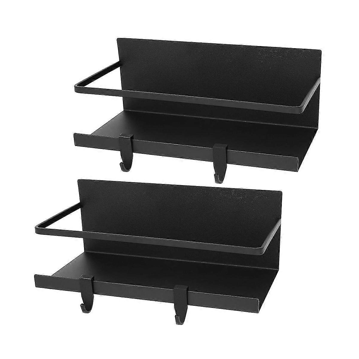 Magnetic Spice Rack, Magnetic Spice Rack For Refrigerator, Shelf With Removable Hooks, Magnetic Fri