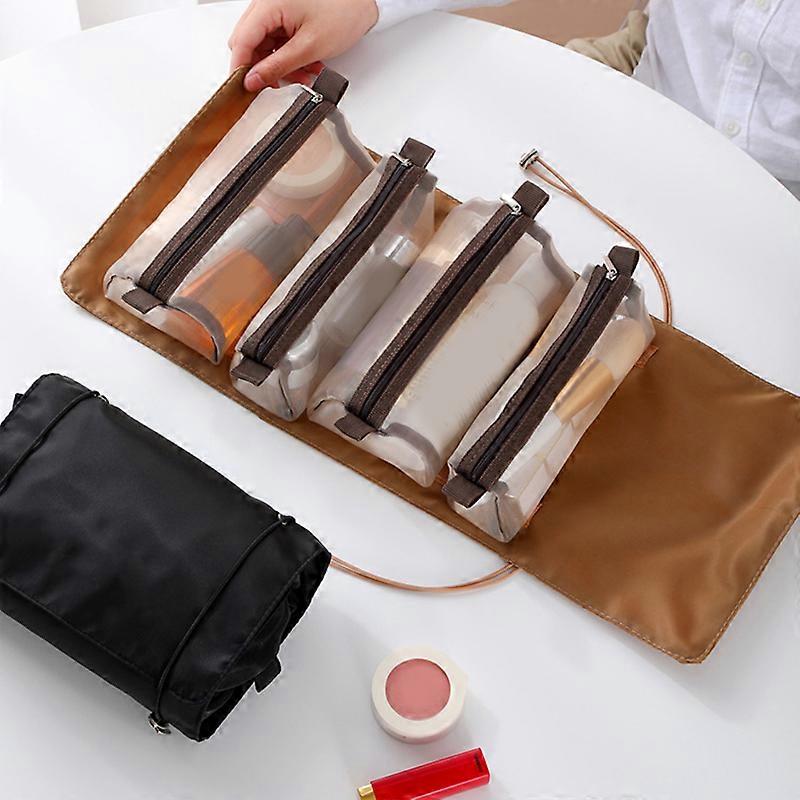 4-in-1 Travel Toiletry Organizer Bag High Capacity Detachable Classified Storage Mesh Zipper Bag