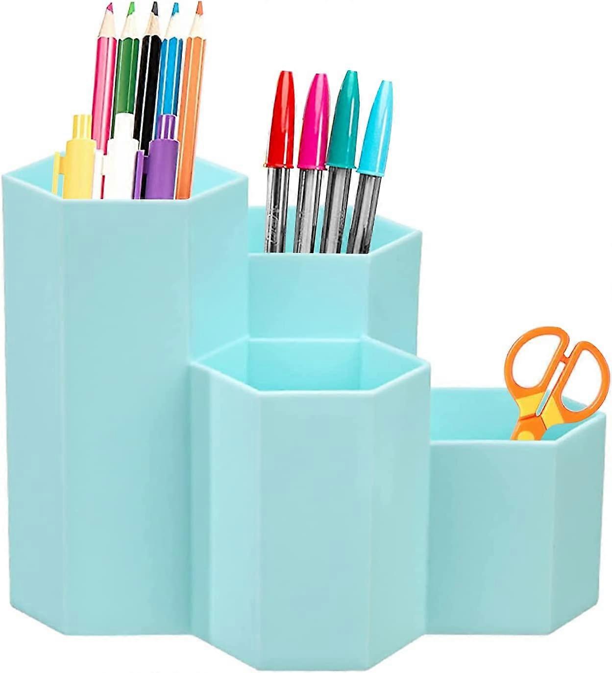 ZK- 1PC Hexagonal Pen Holder, Plastic Hexagonal Pen Holder, Pencil Case, Stationery Hexagonal Pen Holder, Multifunctional Container Pencil, Pencil Can