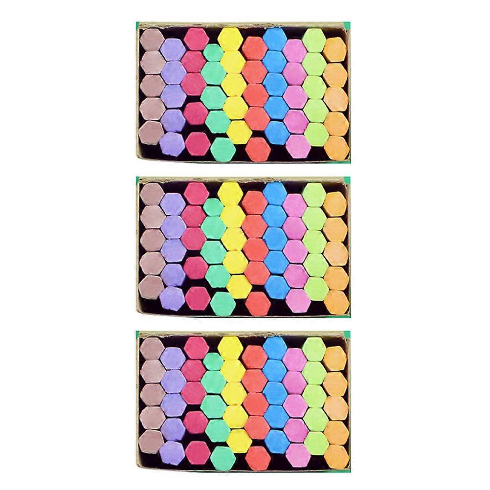 3 Boxes Dustless Colorful Chalks Hexagon Shape Chalks for Home School (Colorful)