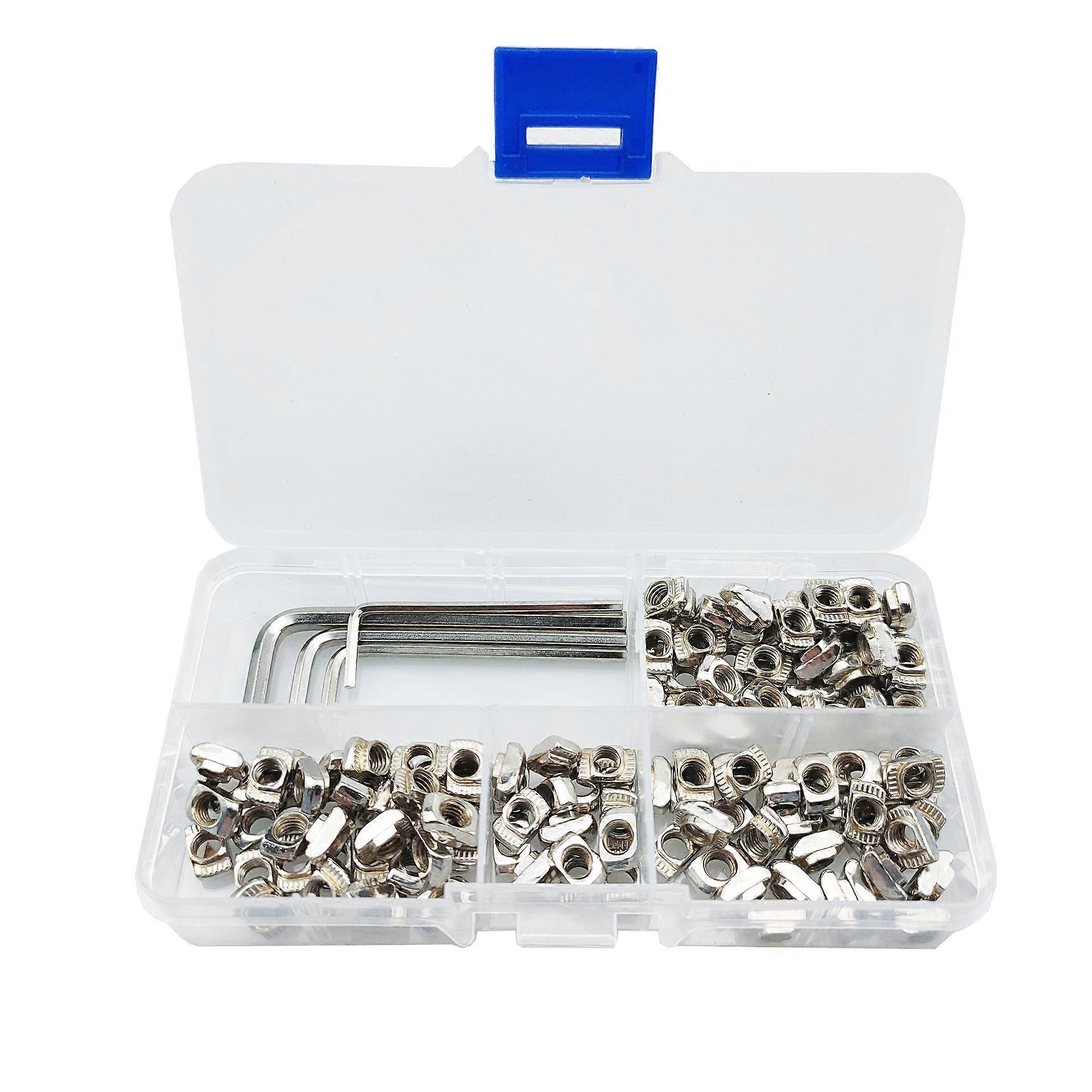T Nuts T-Nuts M3 M4 M5 T-Slot Nuts Assortment Kit Carbon Steel Nickel Plated with 4 Allen Keys for 20 Series Aluminum Profile 184 Pieces,2024 Ping