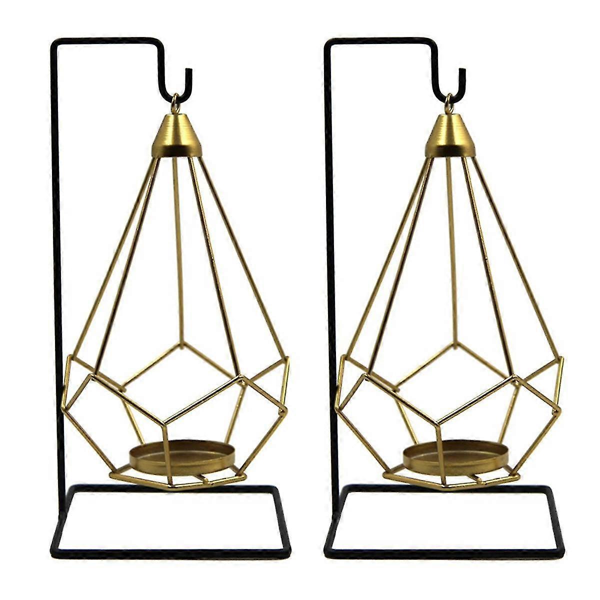 حامل شمعة معلق من الحديد ، حامل شمعة هندسي معلق مع حامل من الحديد الأسود ، ديكور حامل شمعة رومانسي فاخر أ