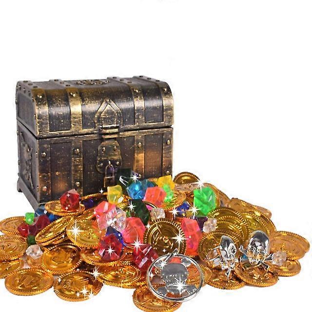 100Pcs Pirate Treasure Chest Toy Kit Antique Big Treasure Chest